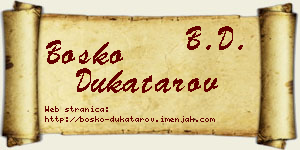 Boško Dukatarov vizit kartica